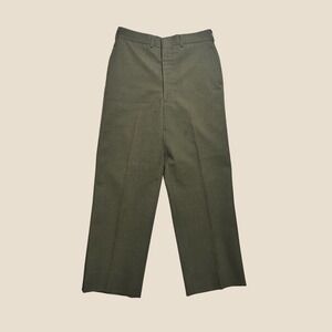 Vintage 1980s US Military Wool Serge Trousers Green 30x27  Surplus Dress Pants